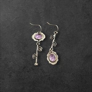 Purple Flower Dangle Earrings